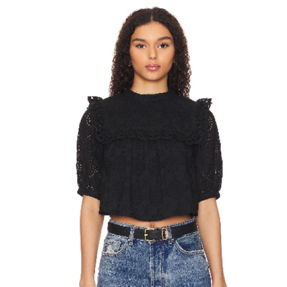 NWT Tularosa Jen Top Black Lace Blouse Size XS